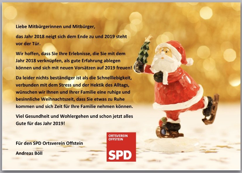 Weihnachtsgruß Die SPD in der VG Monsheim Zukunft gemeinsam gestalten. Machen Sie mit!
